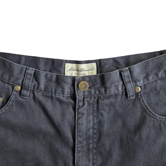 Eddie Bauer Relaxed Fit High Waist Black Chino Jean Shorts w/ Pockets Women's 14 - Picture 2 of 5